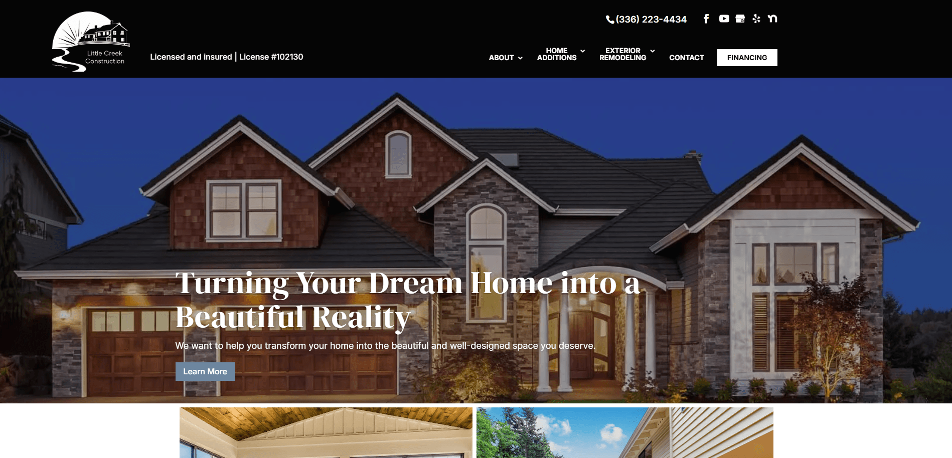 Outdated website design before transformation